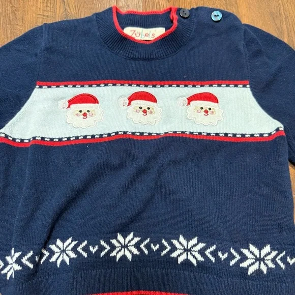 Zubels Christmas Knit  Santa Sweater | Size 24 Months / 2T - Picture 2 of 4